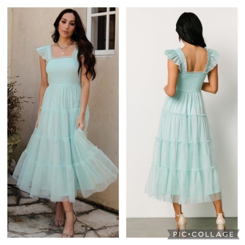 Baltic Born Mindi Tulle Midi Dress Sea Blue NEW Size XL